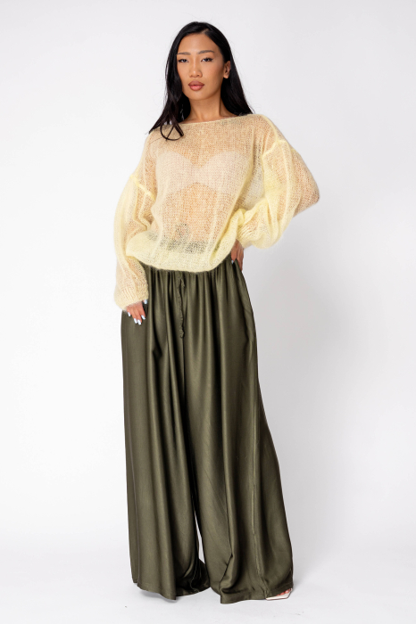 Pulover subtire din mix de mohair Light Yellow [6]