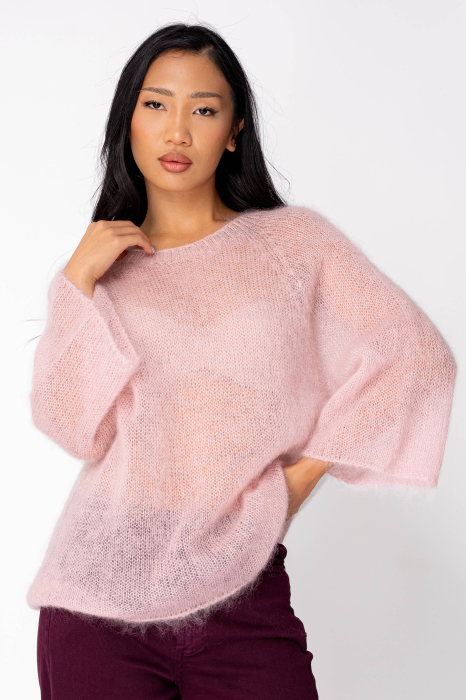 Pulover subtire din mix de mohair Light Rose