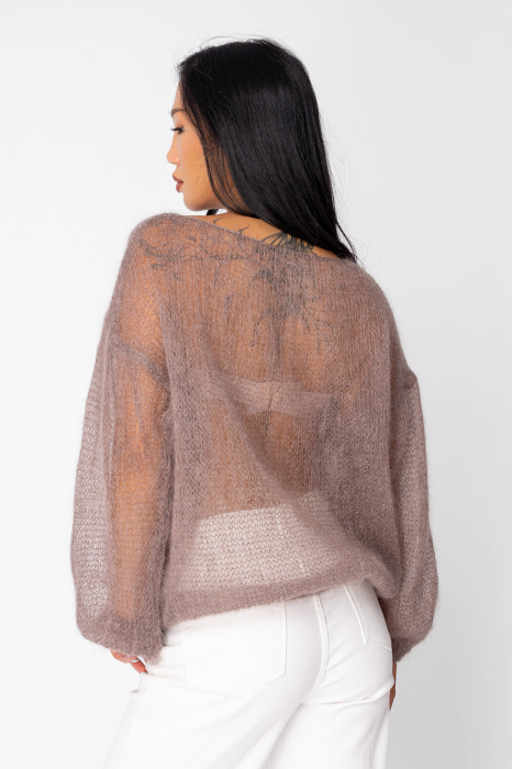 Pulover subtire din mix de mohair Taupe [2]