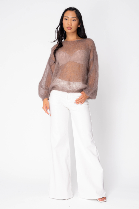 Pulover subtire din mix de mohair Taupe [4]