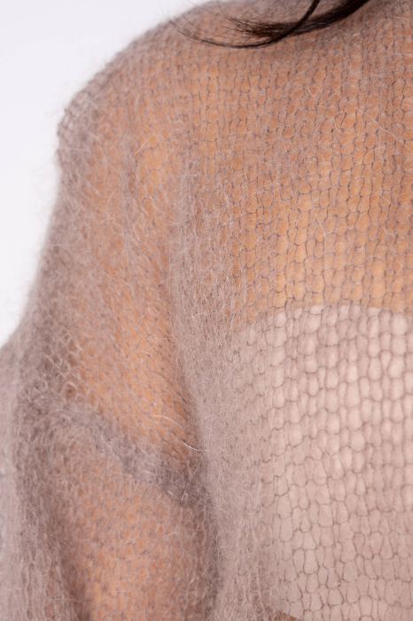 Pulover subtire din mix de mohair Taupe [3]