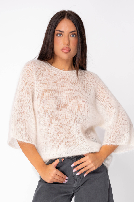 Pulover subtire din mix de mohair White