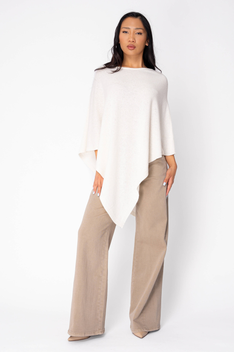 Pulover tip capa din mix de lana si casmir Off White