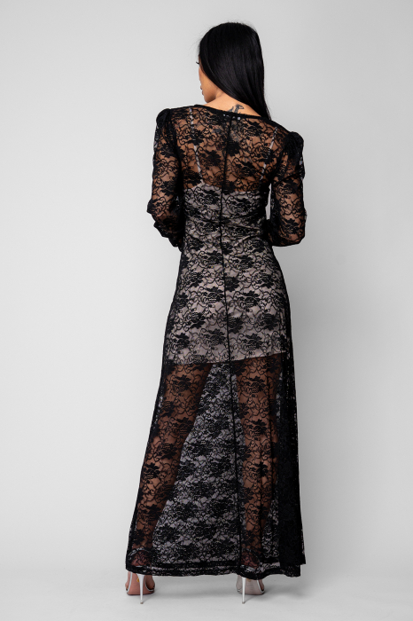 Rochie cu maneca lunga din dantela Black [6]