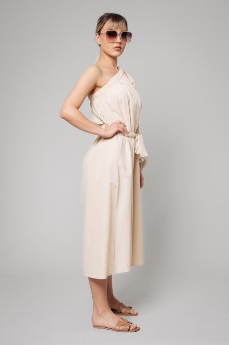 Dress with one bare shoulder Light Beige [2]