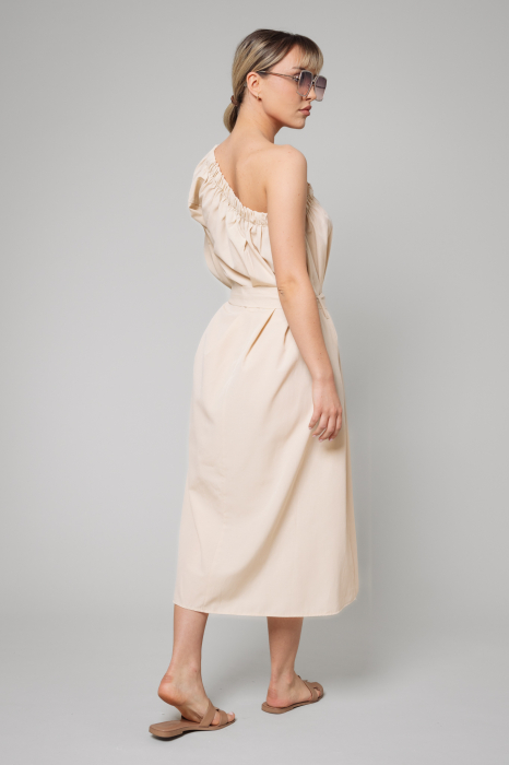 Dress with one bare shoulder Light Beige [3]