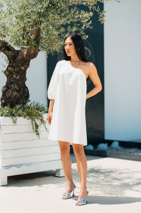 Short dress with one shoulder White [3]