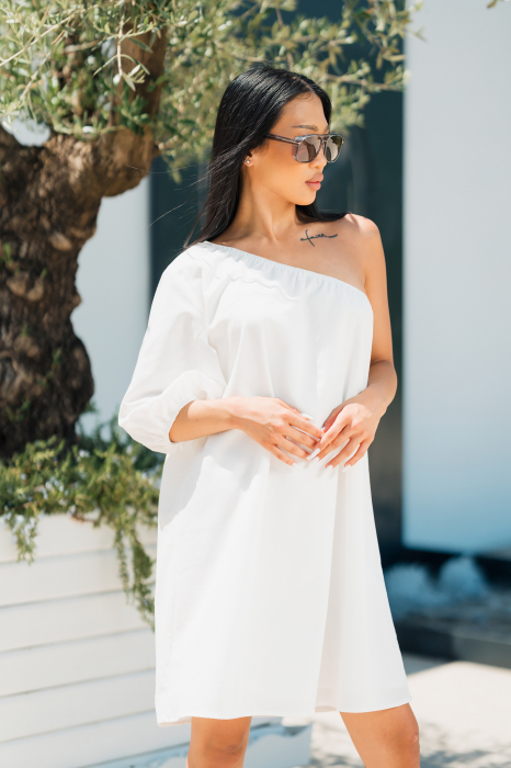 Short dress with one shoulder White [6]