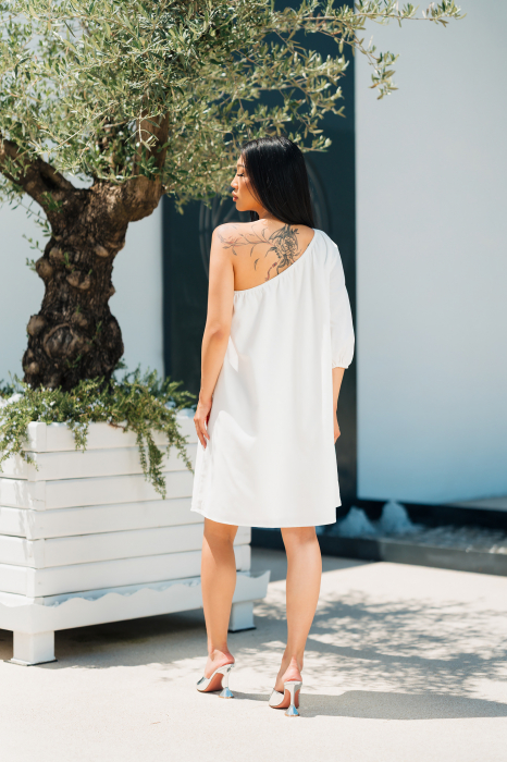 Short dress with one shoulder White [5]