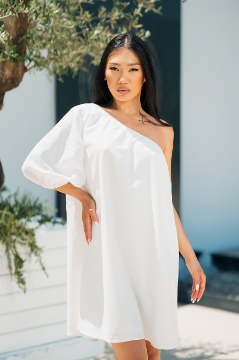 Short dress with one shoulder White [4]