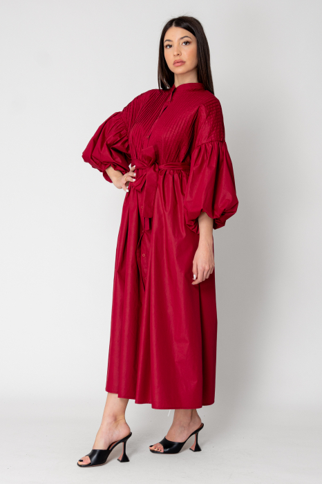 Rochie larga tip camasa cu cordon Bordeaux [4]