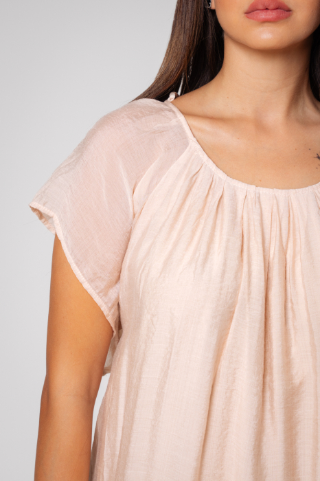 Rochie lunga mix de matase Beige [4]