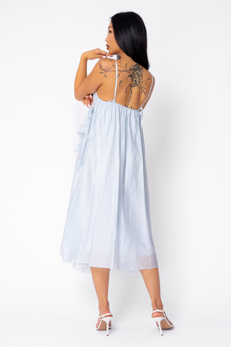 Rochie lunga cu bretele si dantela Light Blue [3]