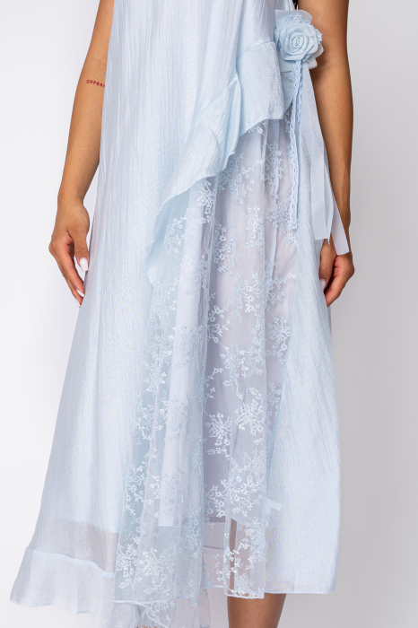 Rochie lunga cu bretele si dantela Light Blue [4]