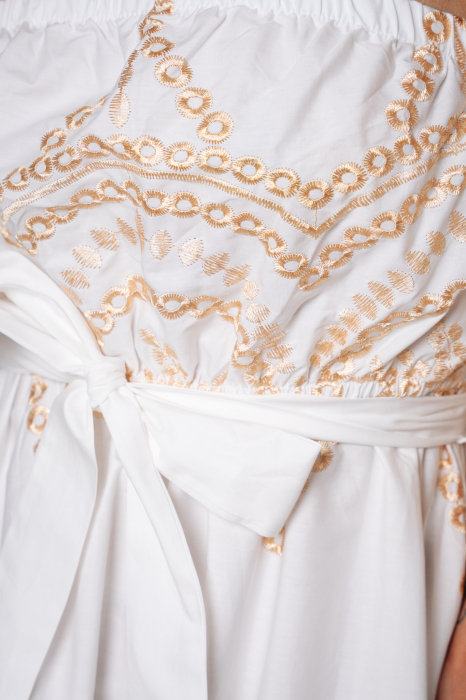 Rochie lunga cu umerii goi Off White/Cream [4]