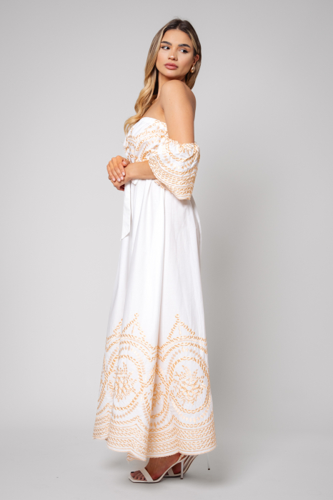 Rochie lunga cu umerii goi Off White/Cream [2]