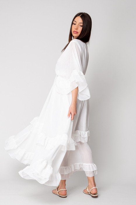 Long dress with ruffles 100% cotton White [5]