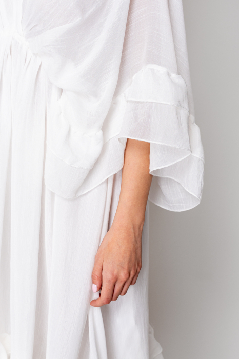 Long dress with ruffles 100% cotton White [6]