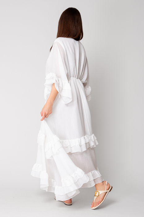 Long dress with ruffles 100% cotton White [4]