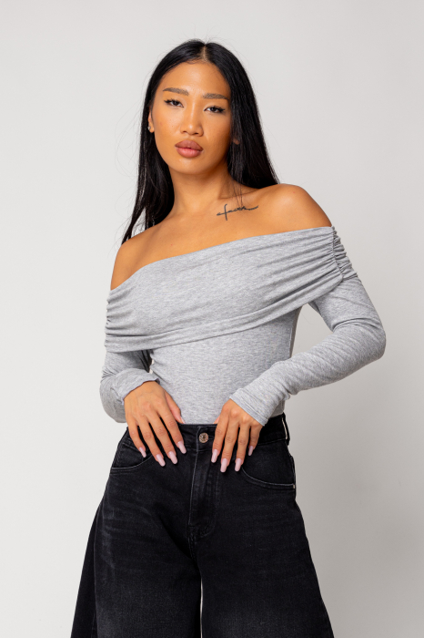 Grey off-shoulder blouse [1]
