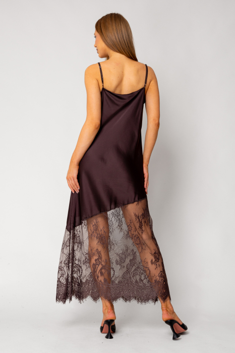 Long dress with straps and lace Brown [4]