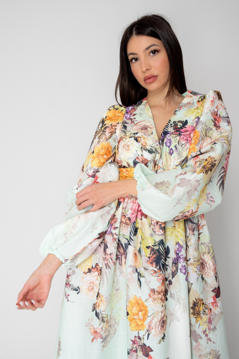Set Long sleeve shirt and short pants Flower Off White/Blue - Copie [3]