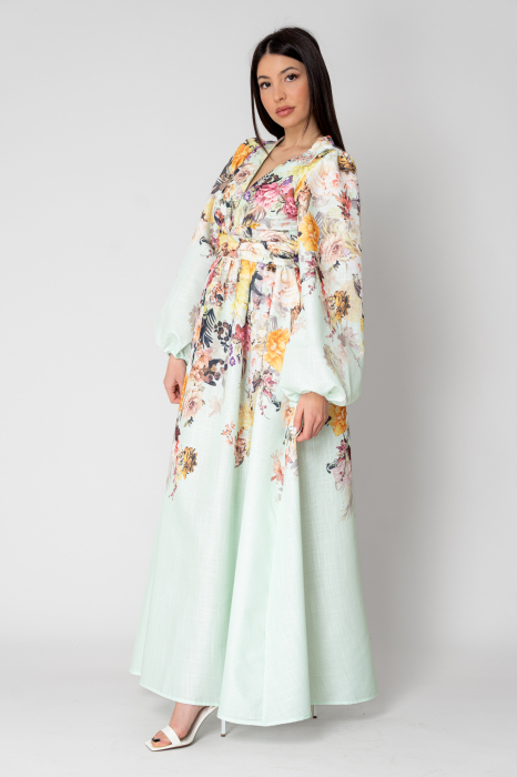 Set Long sleeve shirt and short pants Flower Off White/Blue - Copie [2]