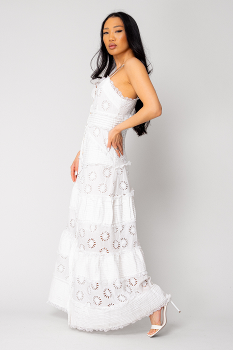 Long dress with buttons and embroidery White [2]