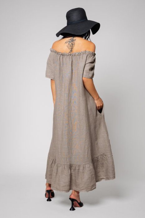 Rochie lunga cu umerii goi 100% in Taupe [4]