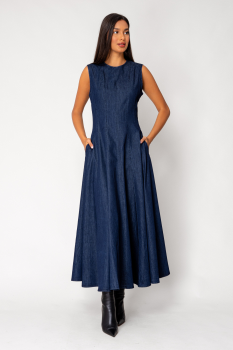Long denim dress Dark Blue [2]