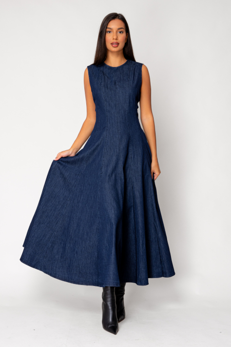 Long denim dress Dark Blue [3]