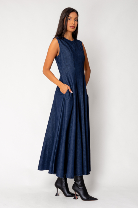 Long denim dress Dark Blue [4]