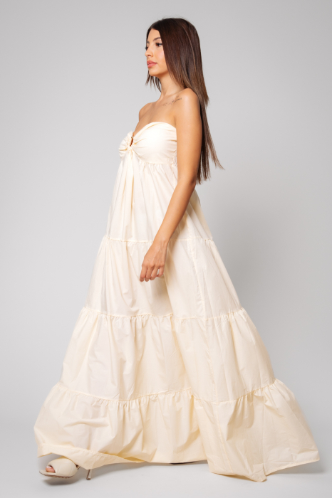 Long strapless dress Cream [4]