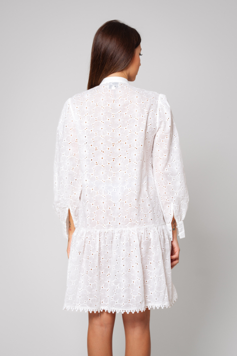 Rochie scurta tip camasa cu broderie White [4]