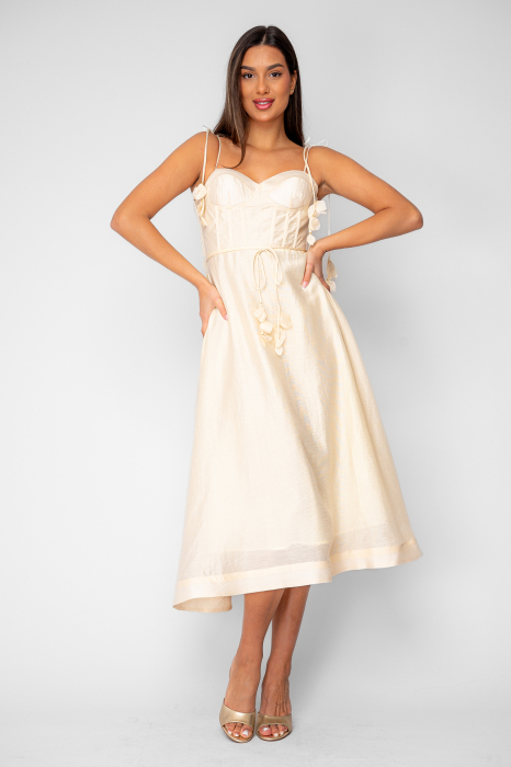 Rochie lunga cu bretele Beige [3]