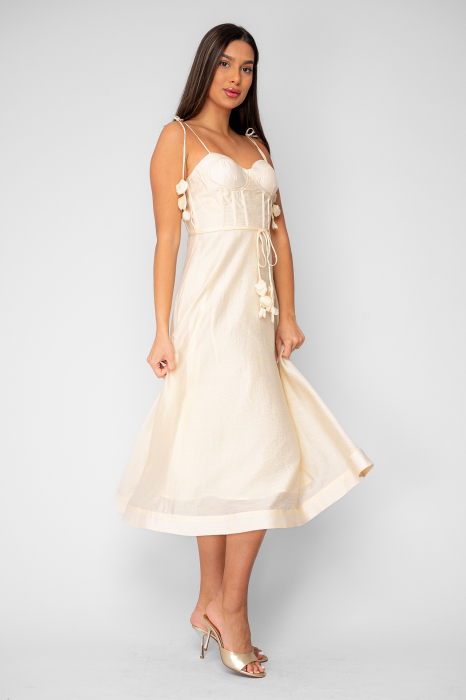 Rochie lunga cu bretele Beige [4]