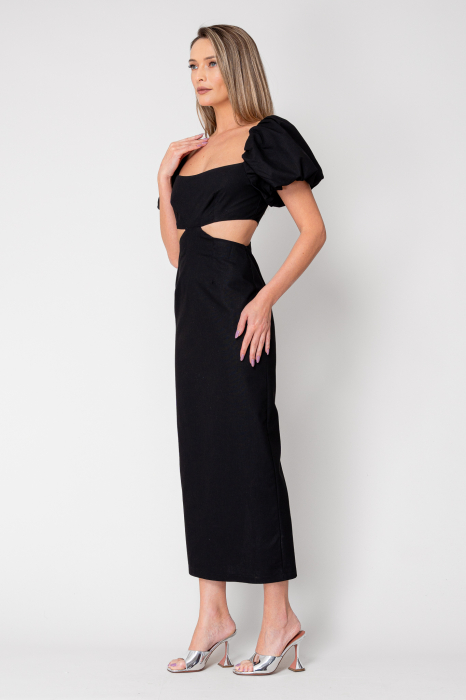 Rochie midi cu maneci bufante Black [3]