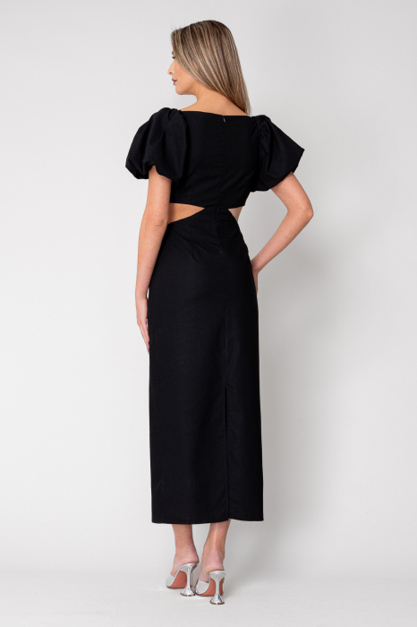 Rochie midi cu maneci bufante Black [4]