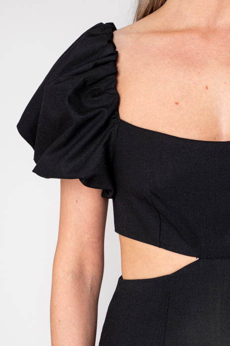 Rochie midi cu maneci bufante Black [6]