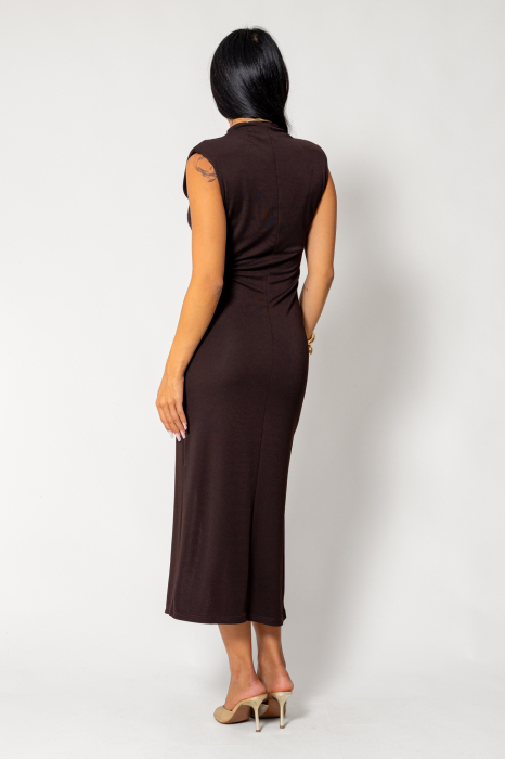 Midi dress with decorative ring Brown [4]