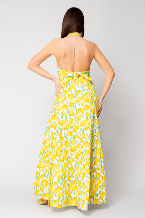 Rochie lunga cu spatele gol si print lamai [3]