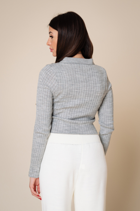 Knitted Zip-Up Sweater Grey [2]