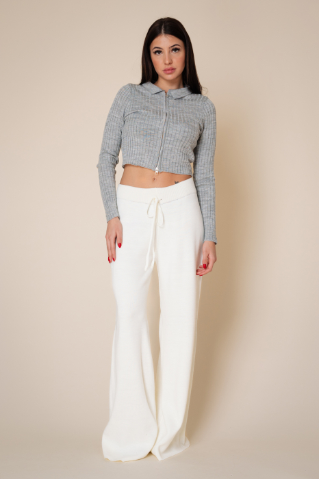 Knitted Zip-Up Sweater Grey [3]