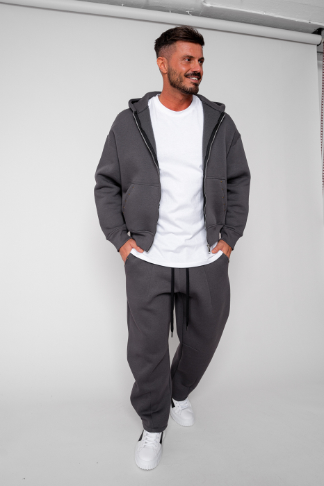Set Winter hanorac cu fermoar si pantalon  Baggy Grey Anthracite [1]