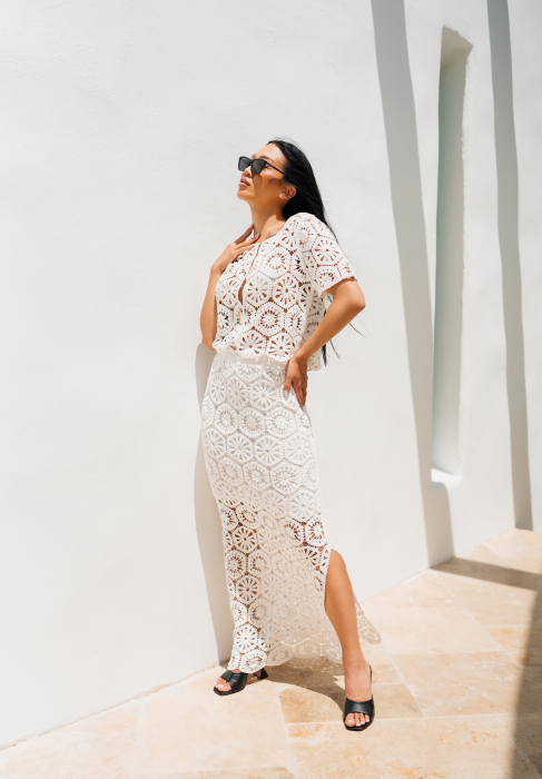 Blanca White top and long skirt set [4]