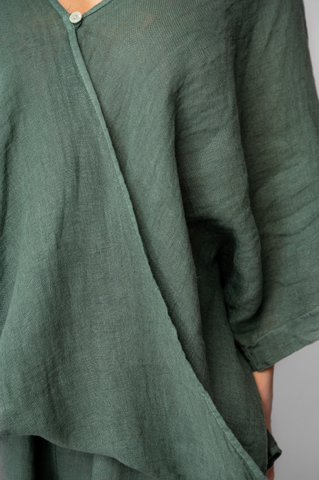 Set Bluza asimetrica si Pantalon lung din 100% in Dark Olive [4]