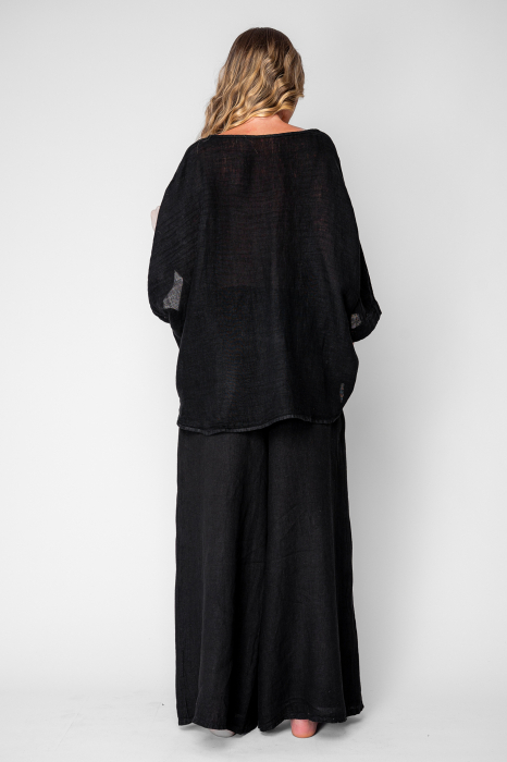 Set Bluza asimetrica si Pantalon lung din 100% in Black [4]