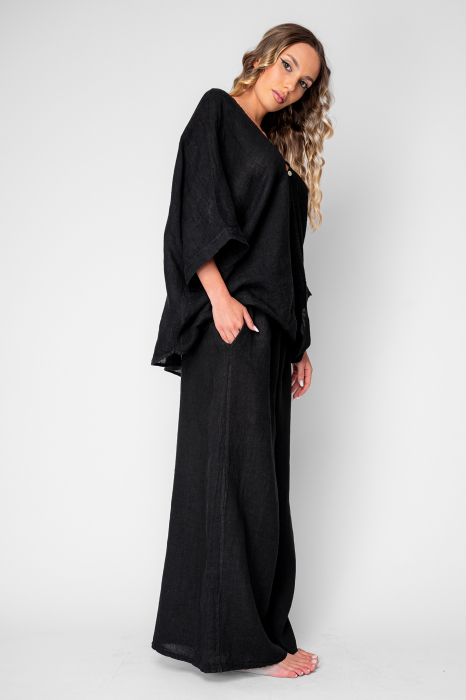 Set Bluza asimetrica si Pantalon lung din 100% in Black [3]