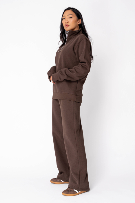 Brown short-zip top and trousers set [2]
