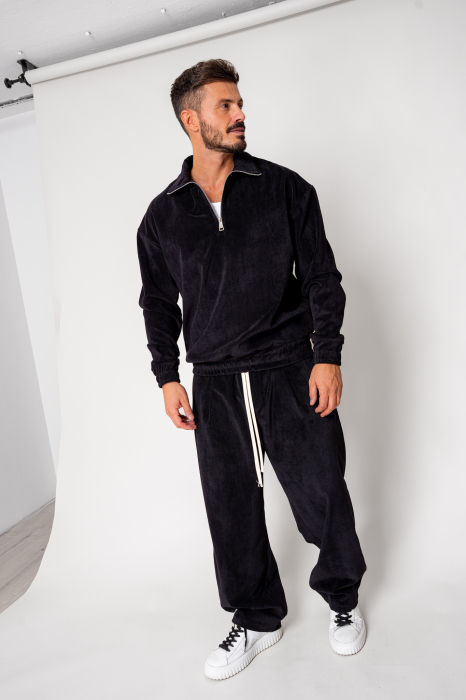 Set Blouse with short zipper and long pants Black [1]